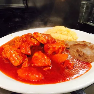 a plate of food on a counter