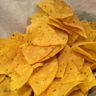 Delicious, thick, and hot house tortilla chips.