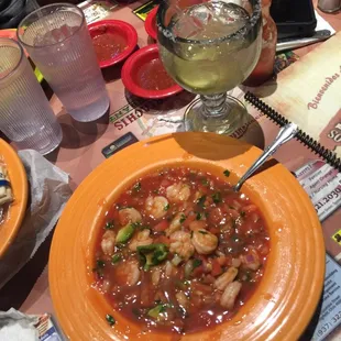 Shrimp cocktail and margarita perfect combination