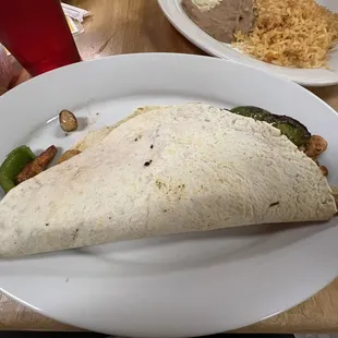 Chicken &amp; shrimp quesadilla