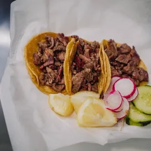 Asada tacos. 2 step process. Al Carbon and flat iron.