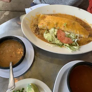 Smothered burrito , side of green Chile