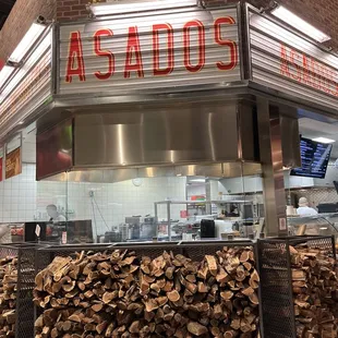 a large pile of wood