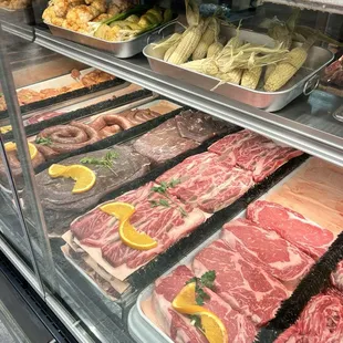 a variety of meats