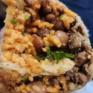My super steak burrito but they forgot the sourcream guacamole salsa.