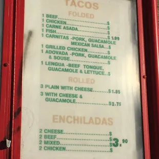 menu
