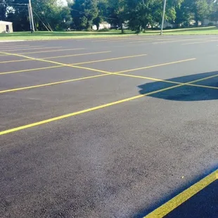 New resurfaced parking lot.