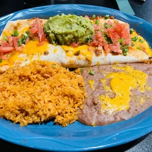 Burrito charro with no whip cream,  price I think was $13. It was bomb!