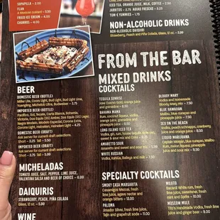 Drinks menu