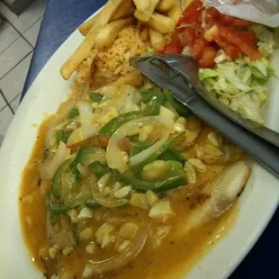 Grilled fish with garlic sauce