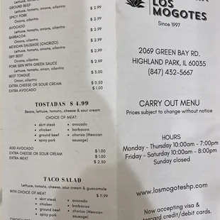 menu