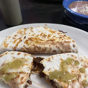 Spicy pork quesadillas