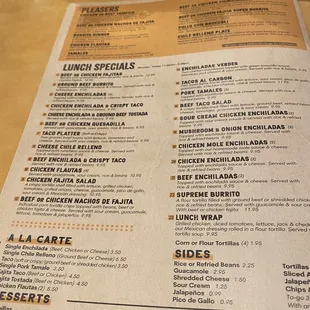 menu