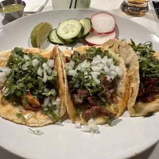 tinga, asada, and chorizo street tacos! YUM