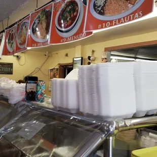 Restaurant serving counter