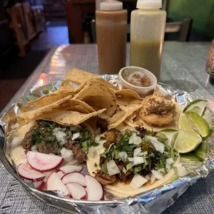 Carne asada, al pastor and fish tacos