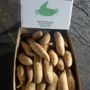 a box of potatoes