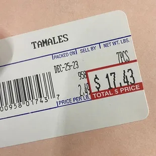 Price for 7 tamales here.. they are 15$ a dozen at Cardenas