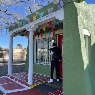 a person entering the door