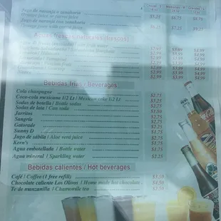 Menu as of 4/18/2021