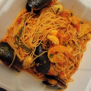 Seafood Cioppino with Pasta Capellini