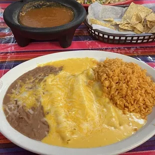 2 cheese Enchiladas lunch plate