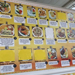 a menu on a food truck