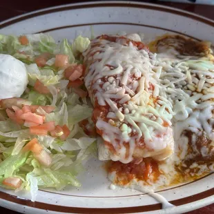 Potato burrito and spinach enchilada. Delicious.