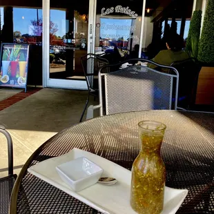 At Los Paisas - Chimichurri sauce for empanadas