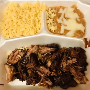 a meal in a styrofoam container