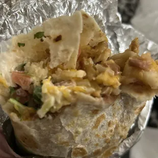 Grilled chicken burrito.