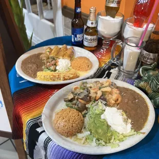 two plates of mexican food