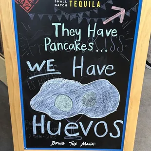 a chalkboard sign