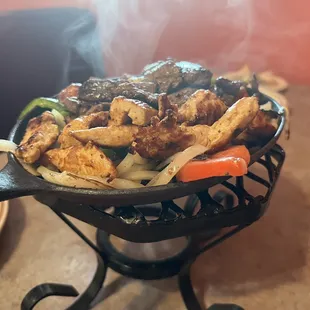 Chicken and beef fajitas