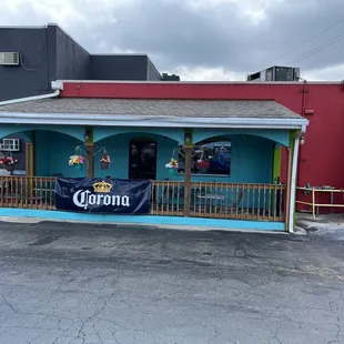 Outside small seating area