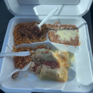 Enchiladas were weakly sauced. Chicken dry as the desert.