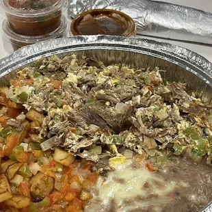 Machaca plate with beans &amp; potatoes