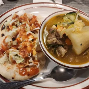 Chicken and pork. Caldo de res