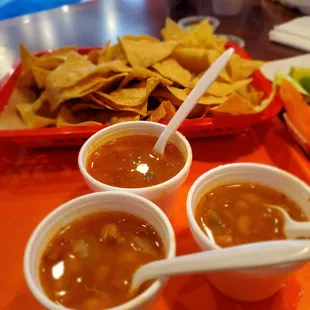Homemade beans with chips, delicious