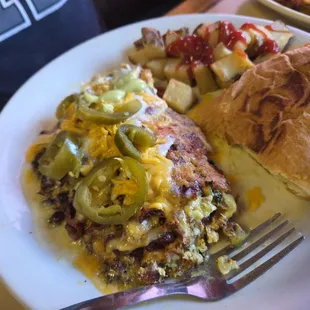 Omelet.  Loads of bacon   Delicious