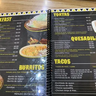 Page 1 menu