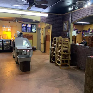 checkout area and take out ordering menu, the drive thru window is also in there to the left of the menu