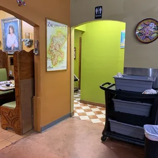 Restrooms - not easily visible, come thru the walk toward the register and look left!