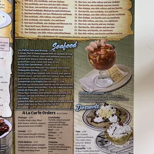 dinner combos | seafood | a la carte | desserts