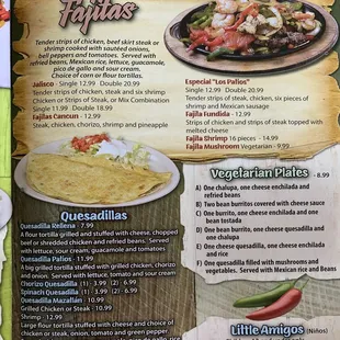 fajitas | veggie plates | quesadillas