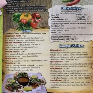 tacos | kids menu | sample platters