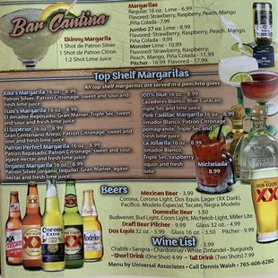 bar menu