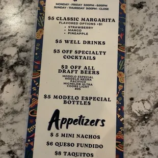 menu