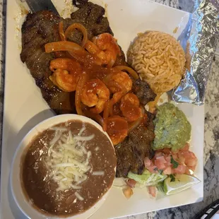 Carne Asada plate with camarones a la diabla was delicious! Split it with my man, he loved the steak and I loved the shrimp.