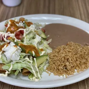3 giant flautas... soo good!! The queso fresco and avacado was a perfect add on. I was so satisfied.